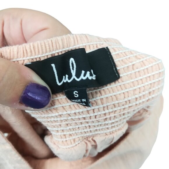 Lulus Puff Sleeve Open Back Empire Waist Babydoll Mini Dress Size S Blush Pink - Picture 14 of 15